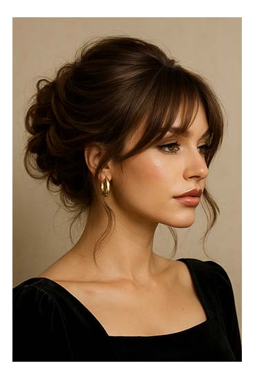 Textured Updo with Loose Bangs